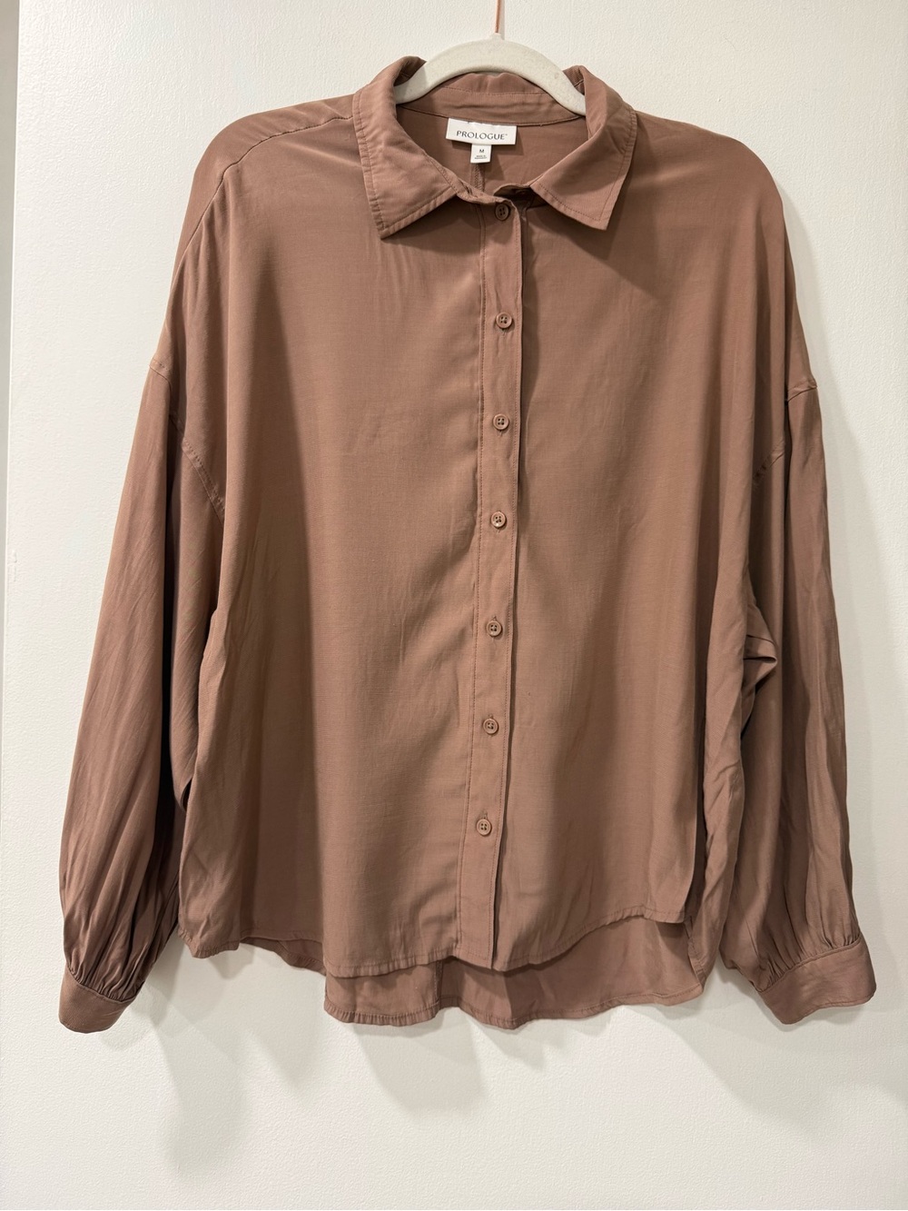 Prologue Mauve-Taupe Button-Down Oversized Shirt